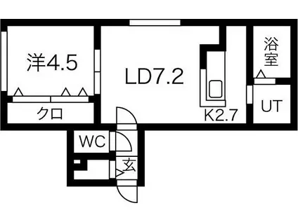 MULBERRY FIELD24.2(1LDK/1階)の間取り写真