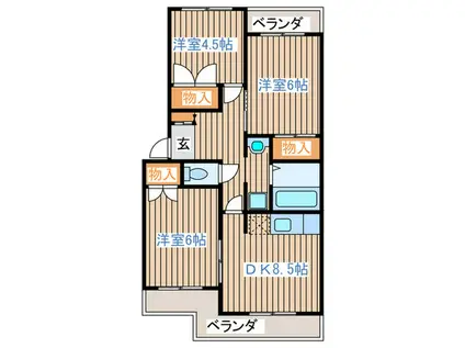 コーポたんのII(3DK/2階)の間取り写真