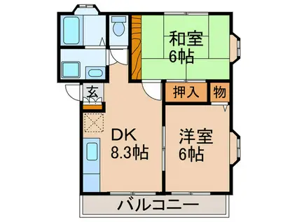 ガーデンハウス山勝2(2DK/2階)の間取り写真