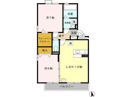 サンクレスト(2LDK/2階)の間取り写真