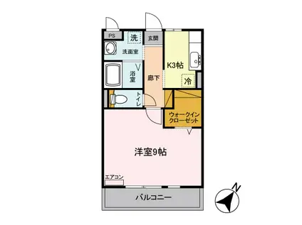 パークセントラル(1K/2階)の間取り写真