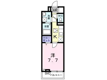 エスポワール(1K/1階)の間取り写真