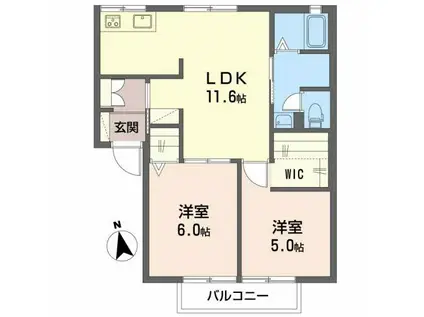 ISLA DEL I C棟(2LDK/2階)の間取り写真
