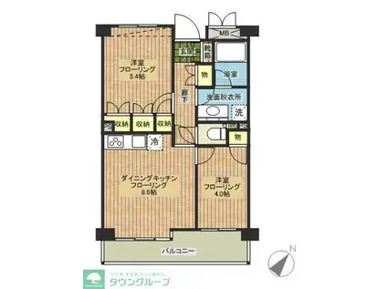 ステラメゾン武蔵小山(2DK/2階)の間取り写真