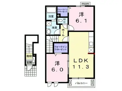 パストラーレA(2LDK/2階)の間取り写真