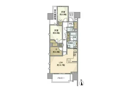 プラウド神楽坂(2SLDK/9階)の間取り写真