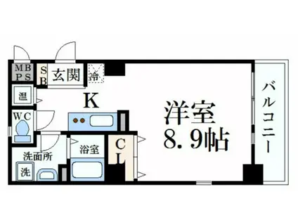 サクシード姫路駅南(ワンルーム/2階)の間取り写真