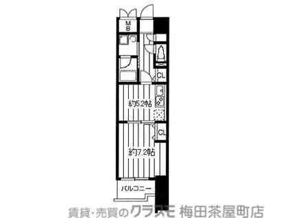 パークキューブ北浜(1DK/7階)の間取り写真