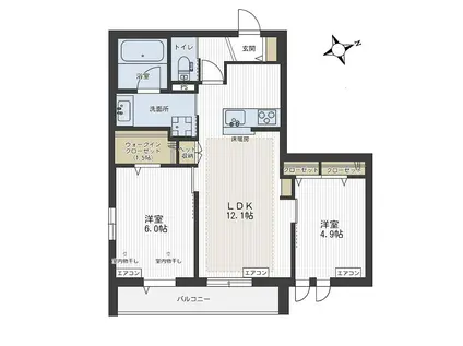 浦和区岸町4丁目メゾン(2LDK/4階)の間取り写真