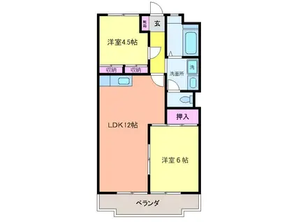 高市ビル(2LDK/2階)の間取り写真