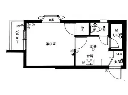フォルム西新(1K/3階)の間取り写真