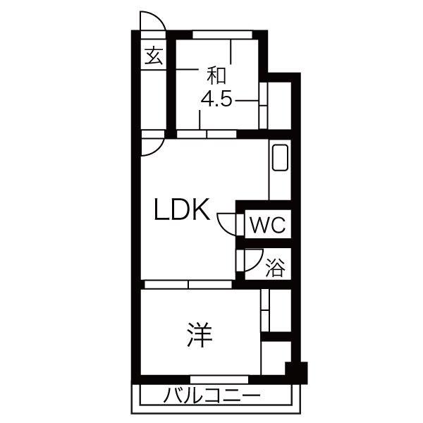 石橋ハイツ1(2LDK/3階)の間取り写真
