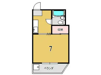 かたぎマンション(ワンルーム/2階)の間取り写真