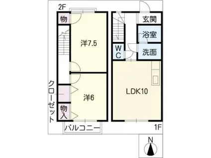 メゾンルバンルージュ(2LDK/2階)の間取り写真