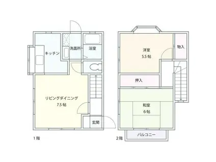 セゾン弥生台(2LDK/1階)の間取り写真