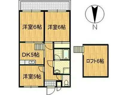 フローラルマンション(3DK/1階)の間取り写真