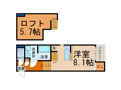 GRANDE吹上(1K/1階)の間取り写真