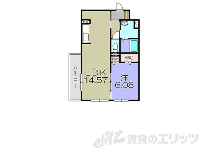 LA VILLA五個荘A棟(1LDK/3階)の間取り写真