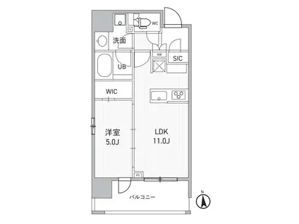 SEASON FLATS新御徒町イースト(1LDK/6階)の間取り写真