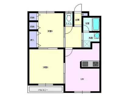 グリーンキャッスル(2LDK/1階)の間取り写真