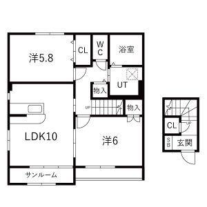 オリエンスA(2LDK/2階)の間取り写真