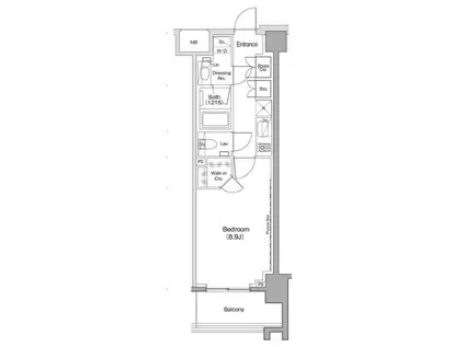 ヴェール・クレール大崎(1K/3階)の間取り写真