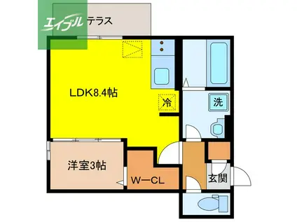 フリーデンやりた(1LDK/1階)の間取り写真