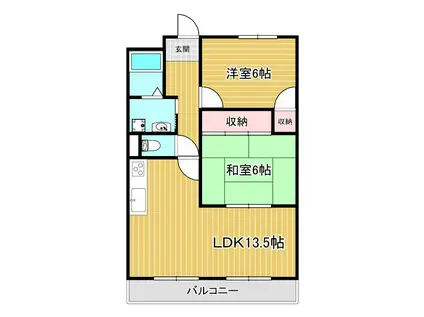 ハッピーコート加古川(2LDK/2階)の間取り写真
