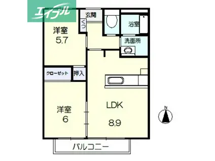 リーフミナン(2LDK/1階)の間取り写真