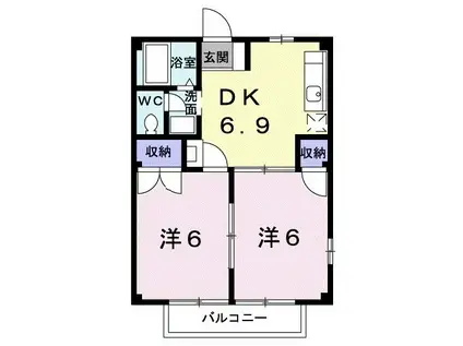 ニューシティ1(2DK/1階)の間取り写真
