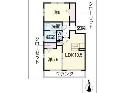 アベニュー(2LDK/2階)の間取り写真