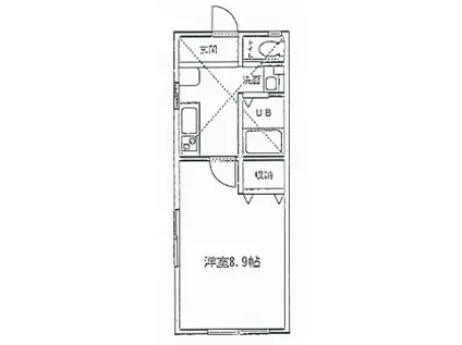 グランデ東海大(1K/1階)の間取り写真