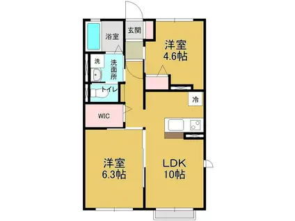 グランドフォンテーヌIII(2LDK/2階)の間取り写真