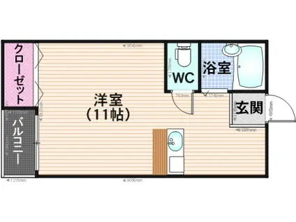 ロイヤルパレス井尻壱番館(ワンルーム/2階)の間取り写真