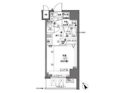ズーム横浜(1K/10階)の間取り写真