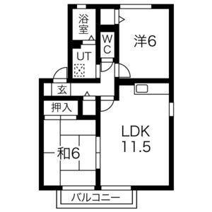 セジュール大安寺II(2LDK/2階)の間取り写真