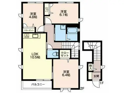 ヴィヴレ昭和 A(3LDK/2階)の間取り写真