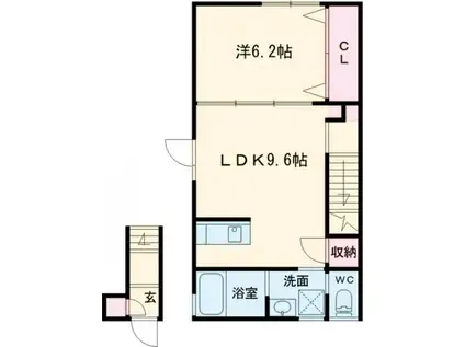 ルポゼ協和B棟(1LDK/2階)の間取り写真