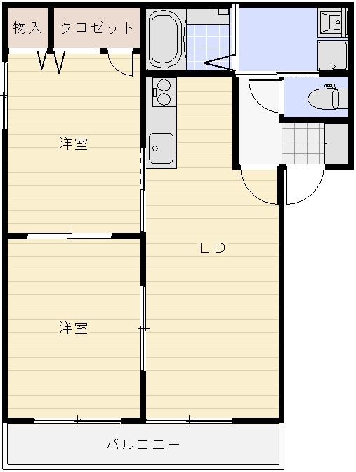 ルナパレスIVB(2LDK/2階)の間取り写真