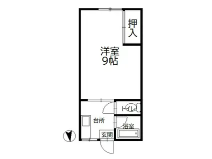 ハピネス(1K/1階)の間取り写真