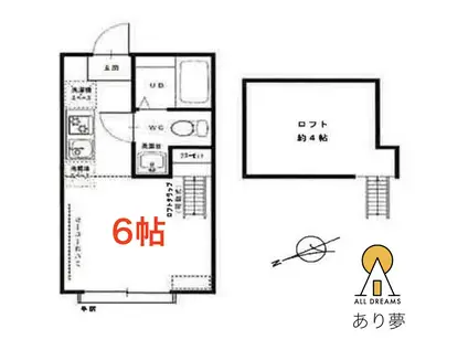 竹之丸ハウス(ワンルーム/1階)の間取り写真