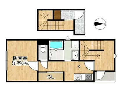 VESSELL堤町(1K/2階)の間取り写真