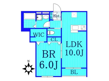 カルムエーエス(1LDK/1階)の間取り写真