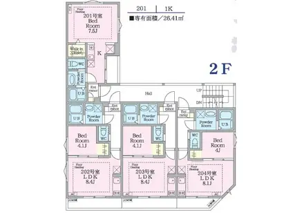 CHARMEROGERRESIDENCE(1K/2階)の間取り写真