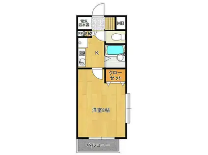 ルピナス東原(1K/2階)の間取り写真