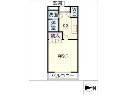 L ESPACE HEUREUX(1K/1階)の間取り写真