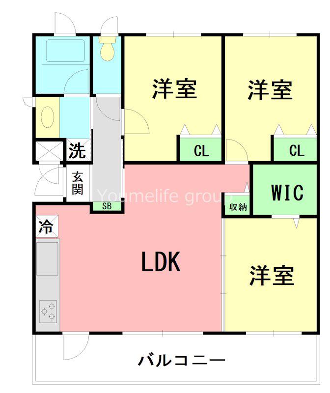 KENZO HAUSYOKODAI(3LDK/1階)の間取り写真