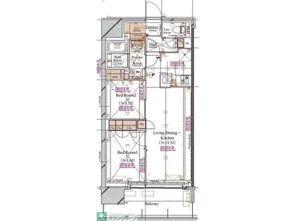 ブランシエスタ浅草蔵前(2LDK/3階)の間取り写真