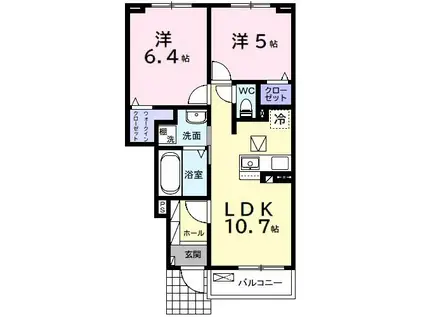 ラポールIII(2LDK/1階)の間取り写真
