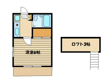 ハイブリッヂ(1K/2階)の間取り写真